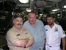 Paul Clark, PO Paul Graham and CPO MS in one of the 15 galleys onboard the Abe Lincoln