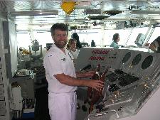 Paul Graham at the wheel of the biggest warship in the world.  He had to get this pic.